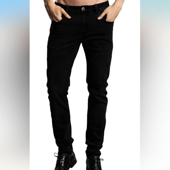 ZLZ Mens Denim Slim Skinny Jeans Black W32 - Picture 2 of 11